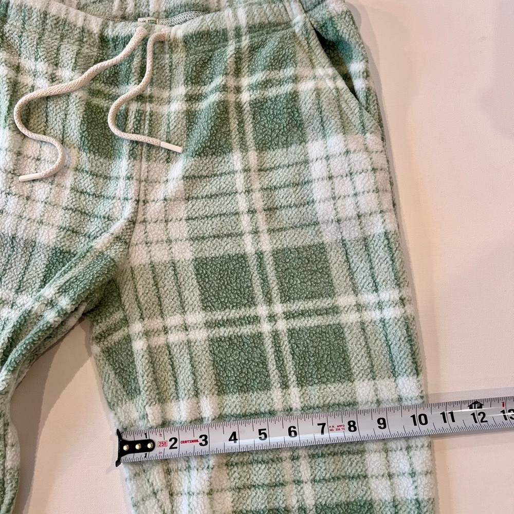 Aerie Snowed In Plaid Green Fleece Joggers PJ’s Pants Viscose Medium - Picture 5 of 12